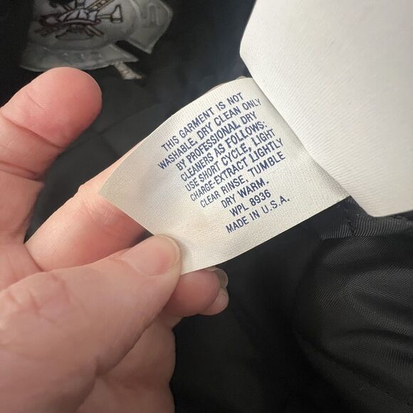 Vintage bomber Jacket DeLong Wool Sz 52 90s movie Backdraft 1991 Black Red Rare - Picture 12 of 12